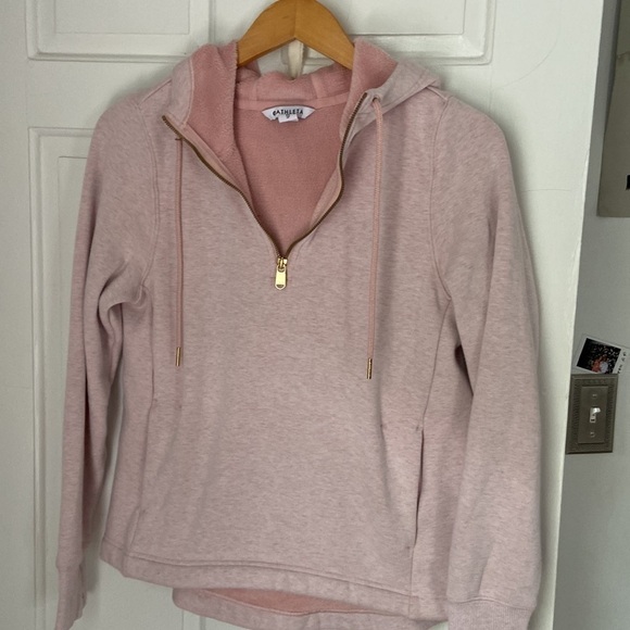 Athleta Good Karma 1/4 zip hoodie in orchard pink heather - Picture 2 of 5